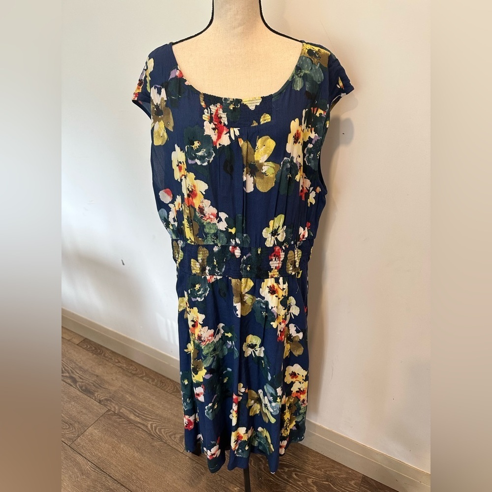 Maeve Anthropology Evaline Dress ASO Floral Blue Flowy XL